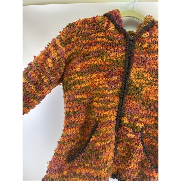 ECC Ecuadorian Clothing Company Wool Hood Full Zip Sweater Orange Textured Small - Picture 5 of 16